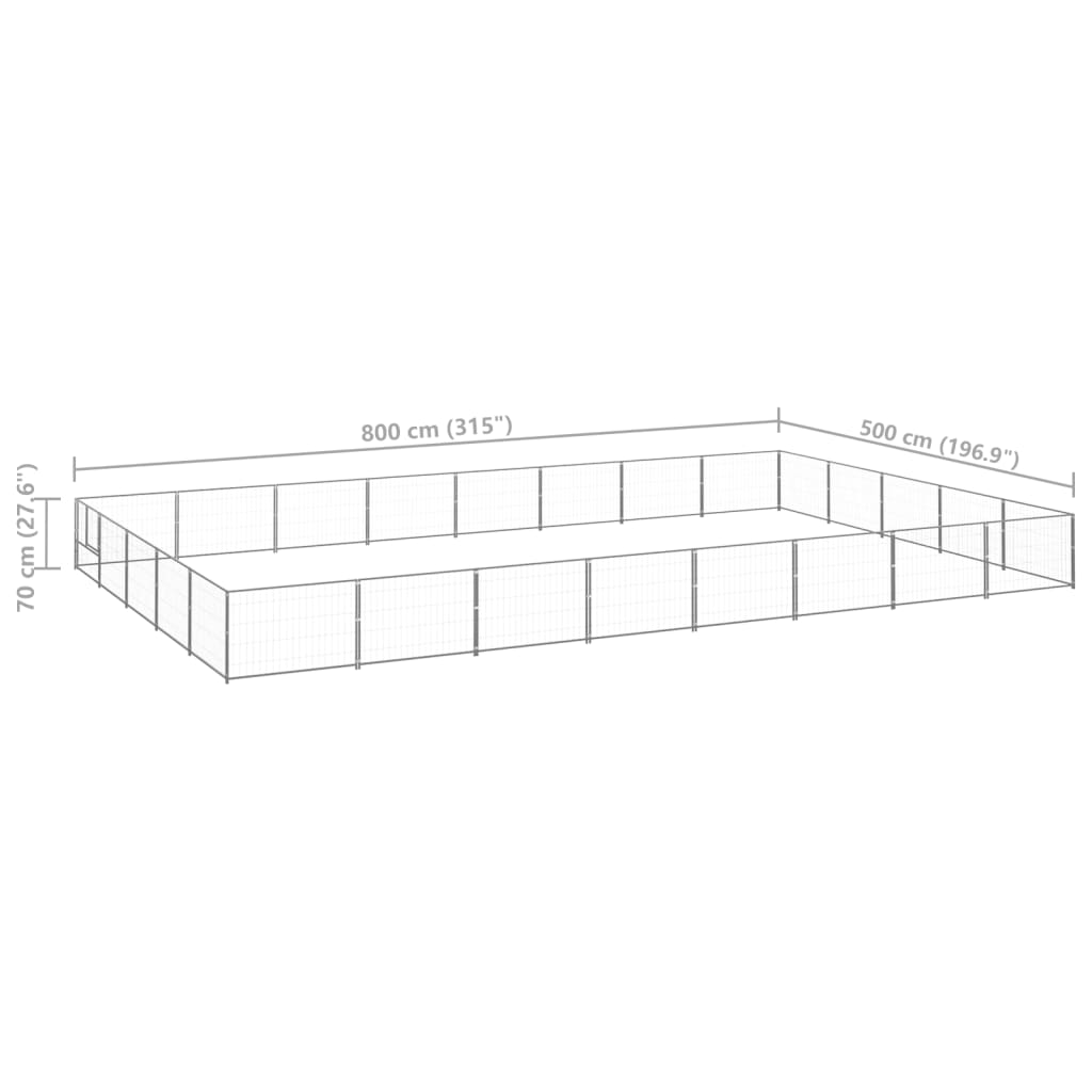 NNEVL Dog Kennel Silver 40 m² Steel