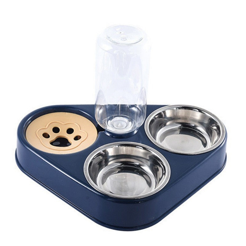 Stainless steel 500ml automatic feeding bowl with water bottle